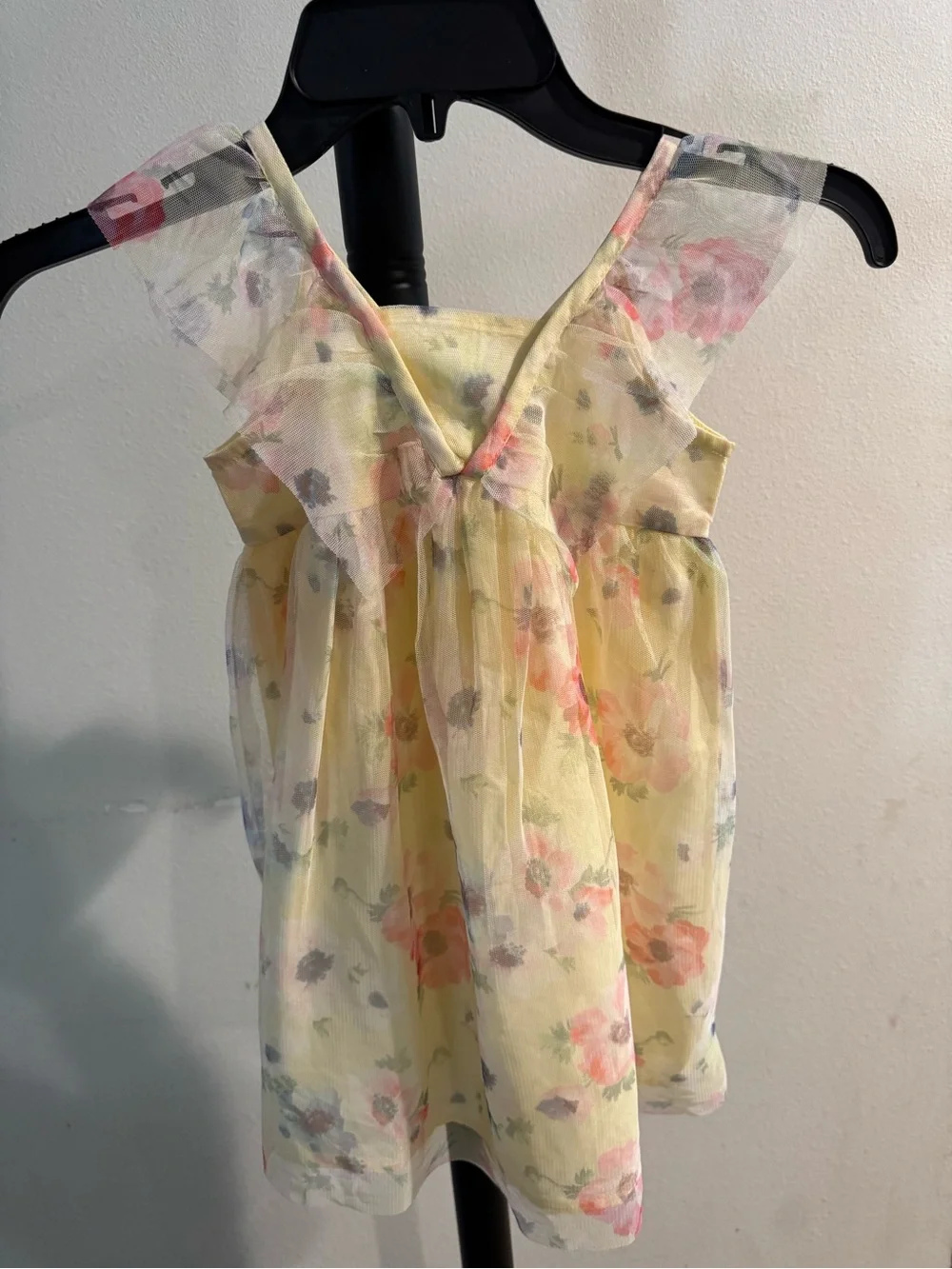 GAP Yellow Floral Tulle Dress with Pink & Blue Blooms